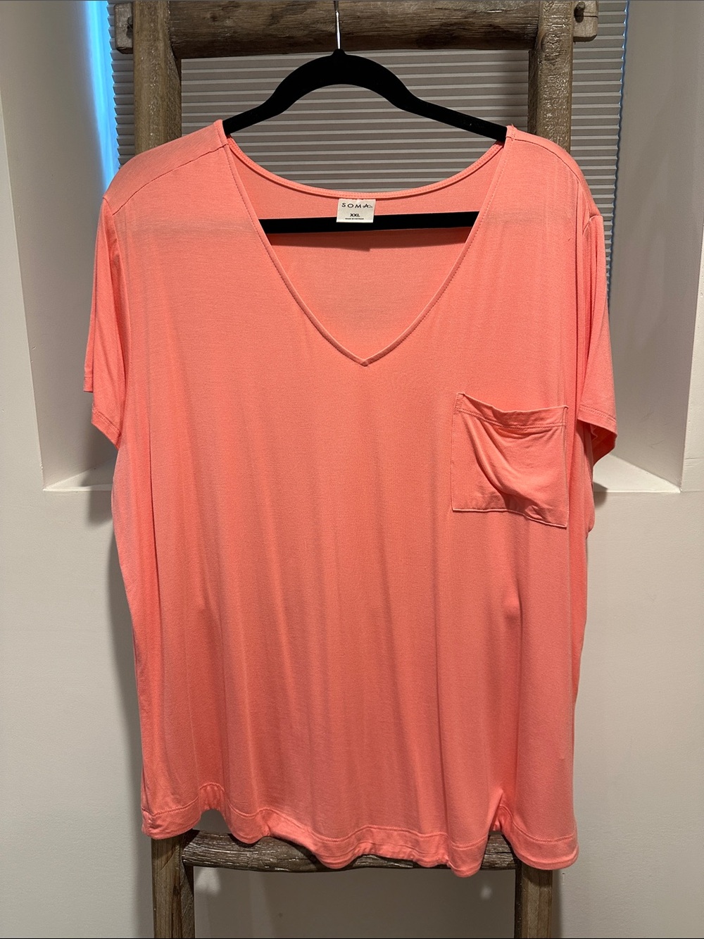 Soma Coral V-Neck Short Sleeve Pocket Tee